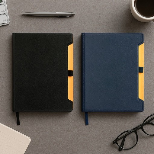 Caderneta Couro Sintético Promocional com Logo