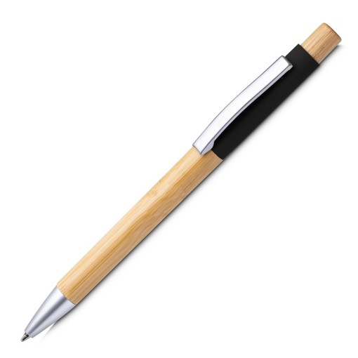Caneta Alumínio e Bambu Com Logo MG15084