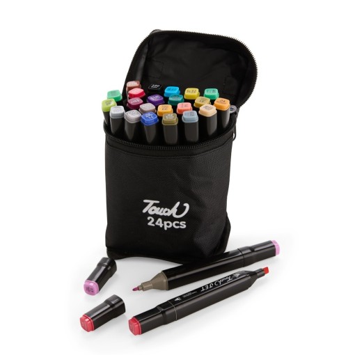 Kit Canetas Marcadoras Pontas Duplas 24 Cores Personalizada