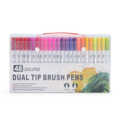 Kit Canetinhas Ponta Dupla Com 48 Cores Promocional