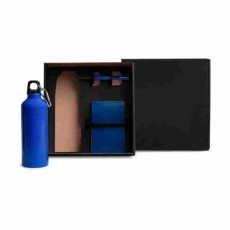 Kit Com Squeeze, Caneta E Bloco Para Anotações - Azul - 3 Pçs Personalizado
