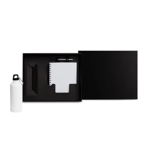 Kit Com Squeeze, Caneta E Caderno - Branco - 3 Pçs Personalizado