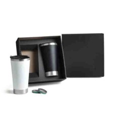 Kit De Copos Térmicos 500ml - Preto/Branco - 2 Pçs Personalizado