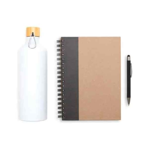 Kit Garrafa, Caderno E Caneta - 3 Pçs Personalizado com Logo