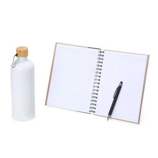 Kit Garrafa, Caderno E Caneta - 3 Pçs Personalizado com Logo