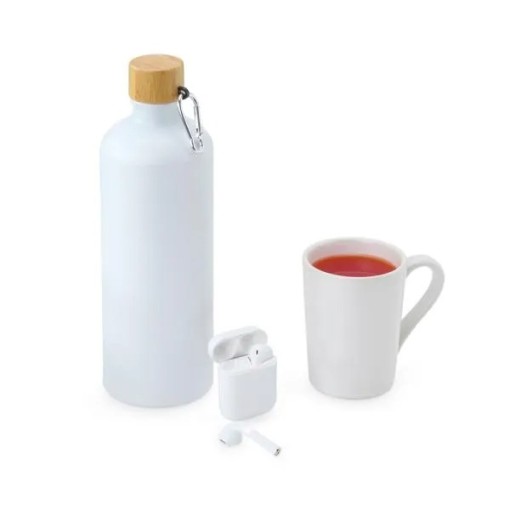 Kit Garrafa, Caneca E Fone Bluetooth - 3 Pçs Personalizado 