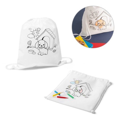 Sacola tipo mochila para colorir em non-woven (80 g/m²) Personalizada