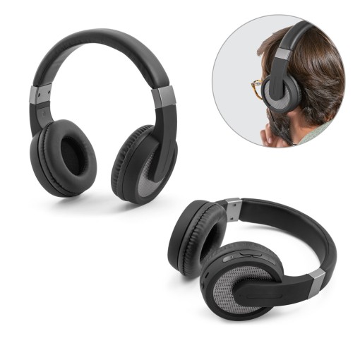Fones de ouvido wireless em ABS E PU com microfone e autonomia de 12h Personalizada
