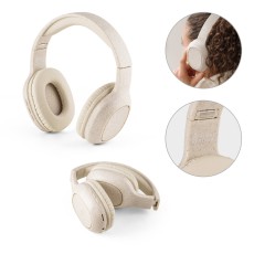 Fones de ouvido wireless dobráveis em fibra de palha de trigo e ABS com autonomia de 13h Personalizada