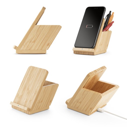 Carregador por indução (wireless) super-rápido em bambu 15W Personalizado