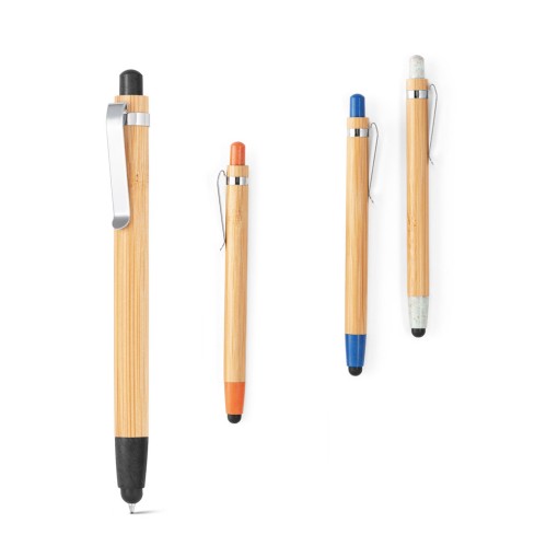 Esferográfica em bambu com ponteira touch Personalizada